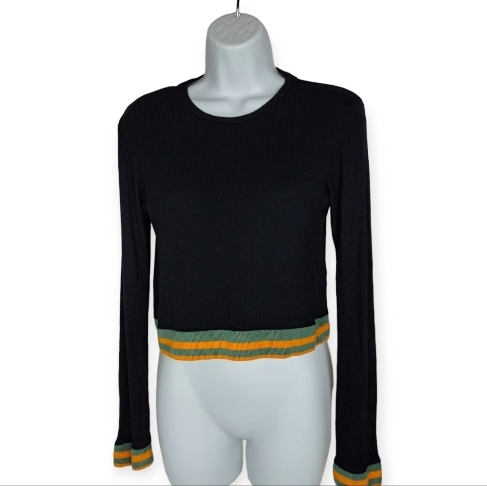 Urban Outfitters BDG Black Ribbed Crop Top Long Sleeve